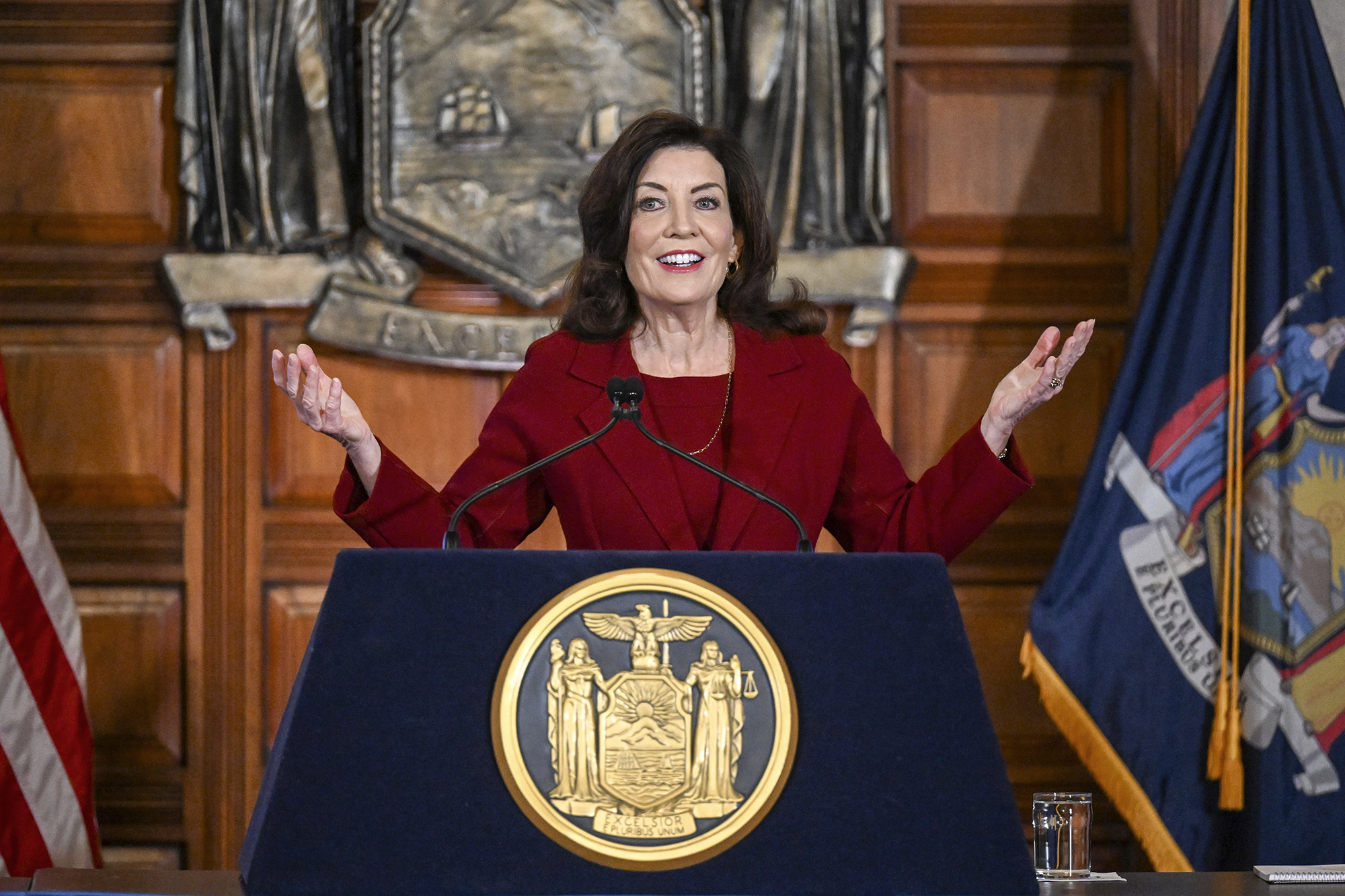 Governor Hochul Wears ‘The Handmaid’s Tale’ Outfit During Bronx School Address